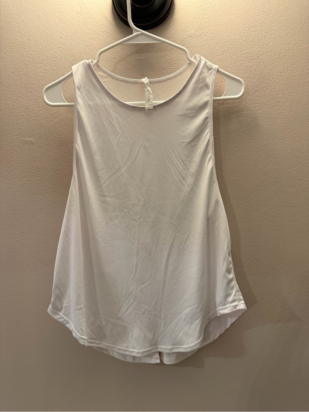 IVL Collective Womens White Mesh Split Back Activewear Tank Top Sleeveless